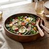 Flat Bottom Salad Bowl Wooden Soup Bowl Easy Clean Japanese Style Bowl  Daily Use