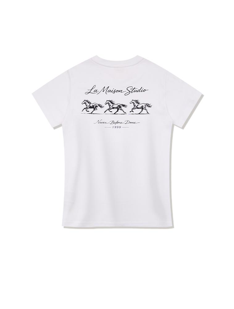 LA MAISON STUDIO Mustang Slim Fit Short Sleeve T-Shirt White/Black (Fcg2Ts770W)