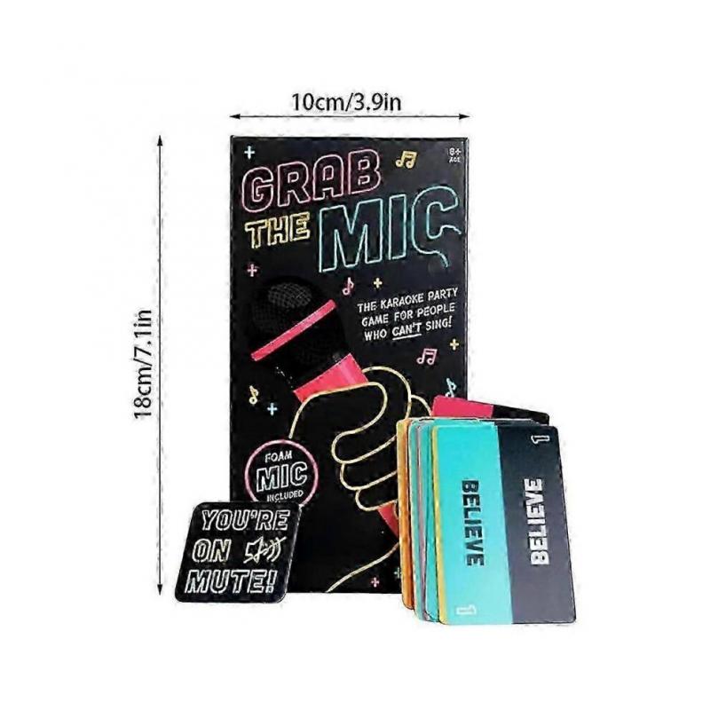 Fogd a Mikrofónt Karaoke Játék Dalszöveges Kártyákkal, 2-10 Játékos Számára Vicces Társasjáték Gyerekeknek és Felnőtteknek, Tökéletes Partikra és Születésnapokra - HZ