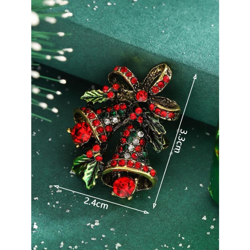 Hot Sale Cartoon Brooch Creative Design Diamond Festival Tree Ping An Fruit Cane Holiday Christmas Brooch