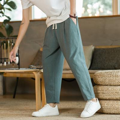 Breathable Loose Fashion Thin Summer Men's Trousers Shorts Straight Pants Streetwear Cotton Linen Soft Casual Pants