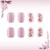 24 Pcs Short Square Press On Nail Purple Acrylic False Nail Glittering Artificial Nail Flowers Stick on Nail for Party