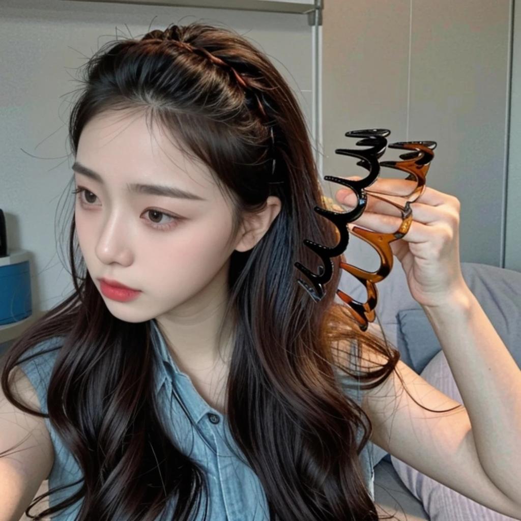 Brown Resin Wave Toothed Headband for Women Girls High Skull Top Korean Zigzag Hair Comb Notched Hairband Hair Accessories