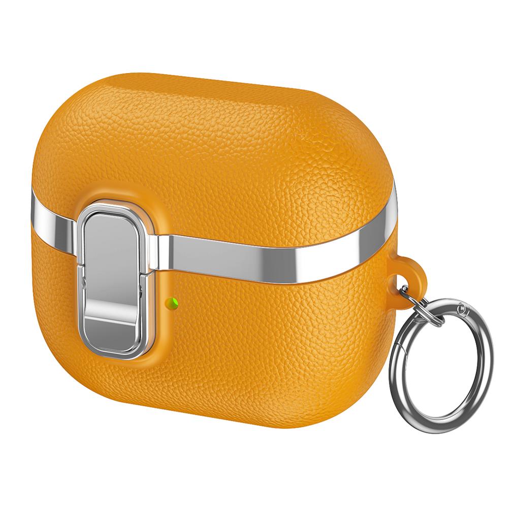 Für Samsung Galaxy Buds3 / Buds3 Pro Hülle Schnappverschluss Galvanisierte Litschi-Textur TPU PC Ohrhörerhülle mit Karabiner