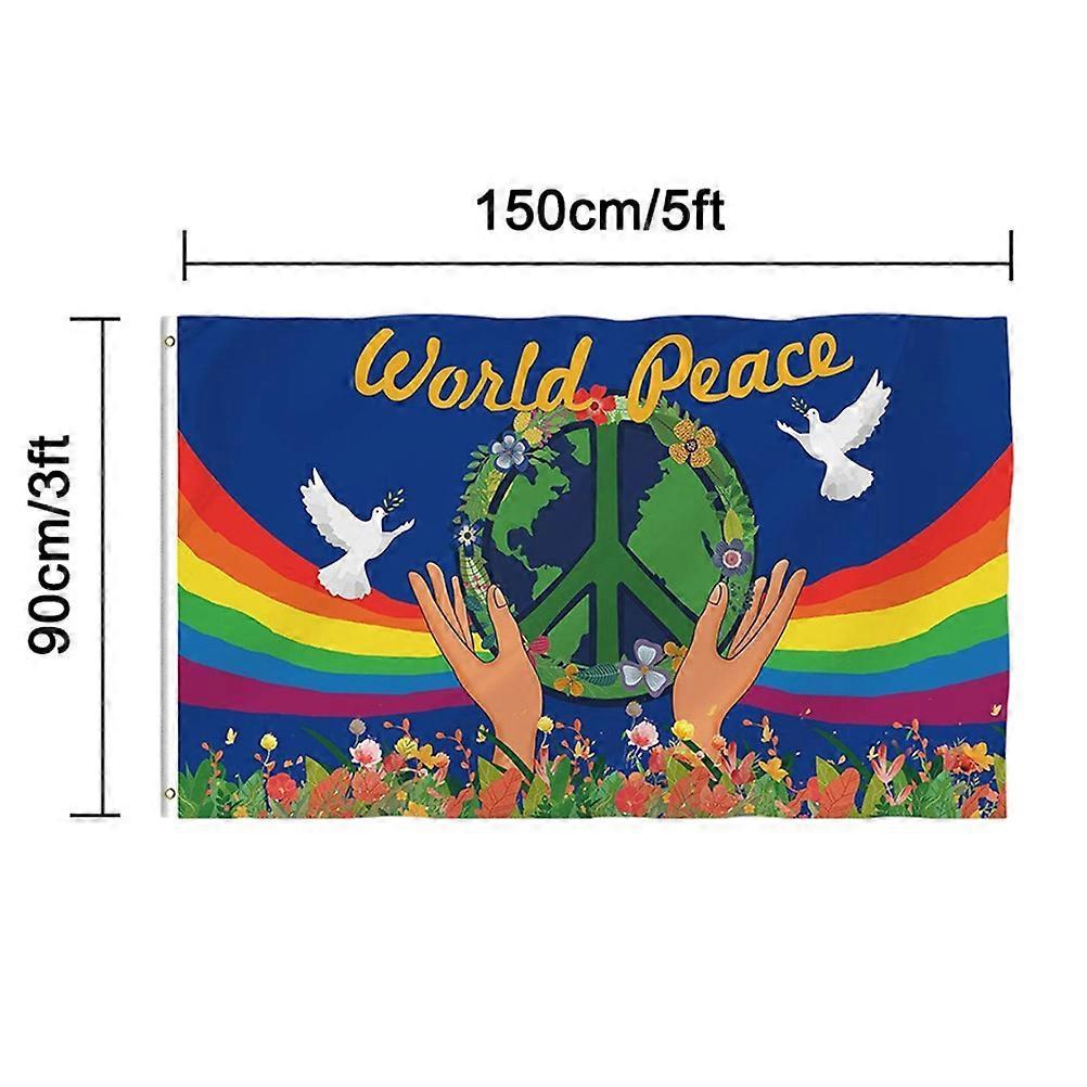 World Peace Flag Polyester Large Banners 90 X 150 Cm Fade Resistant Great for Indoor and Outdoor Decoration.