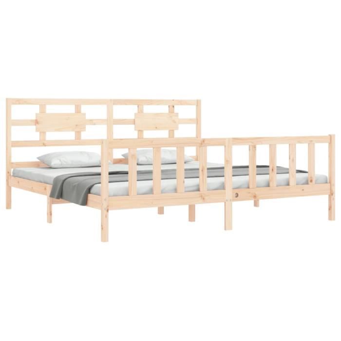 VidaXL Cadre de lit avec tête de lit 200x200 cm bois massif 3192576