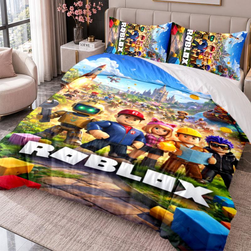 Roblox 3Pcs Bedding Set Duvet Cover With Two Pillowcases For Bedroom Home Decoration