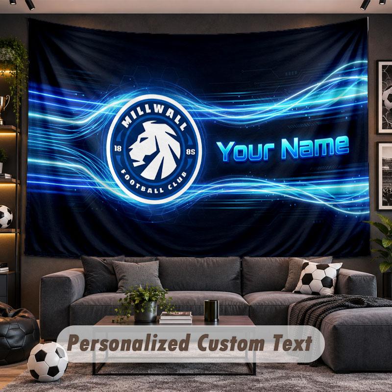 Wall Hanging Tapestry Custom NameMillwall FC Pattern Personalized Printed Fabric Wall Decor