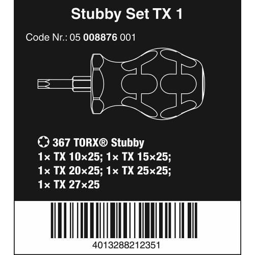 Wera 05008876001 | TX 1 TORX (R) Torx Stubby 5-Piece Screwdriver Set [Officially Imported from Japan]