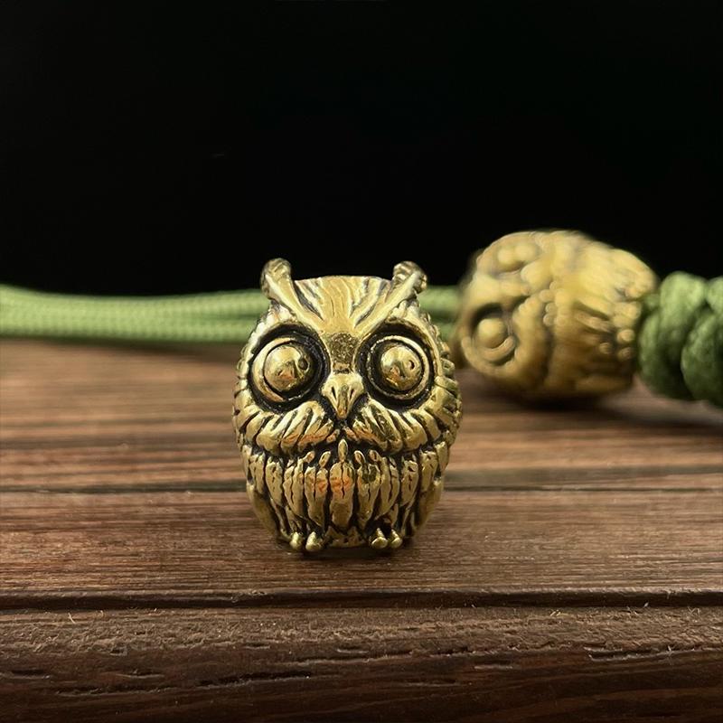 Cute Owl Brass Knife Bead EDC Outdoor DIY Paracord Woven Bracelets Accessories Lanyard Pendant Umbrella Rope Flashlight Hangings