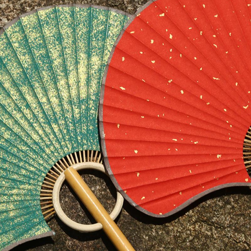 Hand Ginkgo Round Fan Paper DIY Folding Fan Bamboo Wedding Painting Diyfans Party Decoration Art Craft Chinese Dance Fan