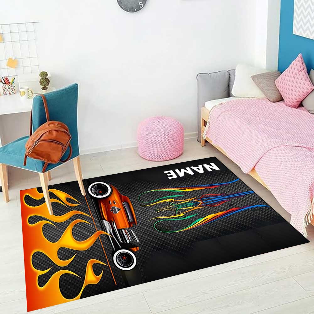 Truck Racing5 Customize Your Name Rug, Office Chair Cushion, Home Bedroom Living Room Gift.