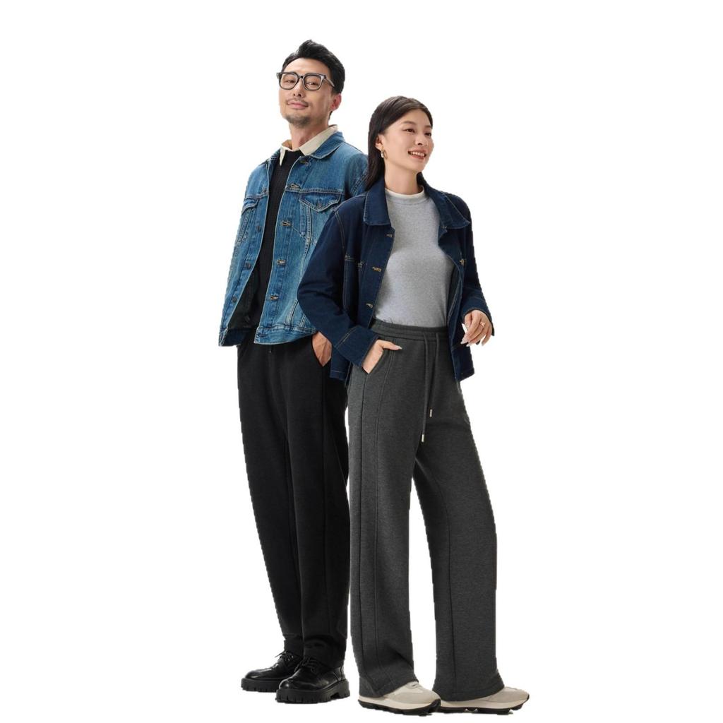Women's Fashionable Gray Fleece-Lined Winter Pants: Petite, Narrow, or Wide-Leg Acetate Wool Sweatpants.