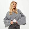 Women Sweater O-Neck Batwing Long Sleeve Solid Color Loose Fit Knitting Tops