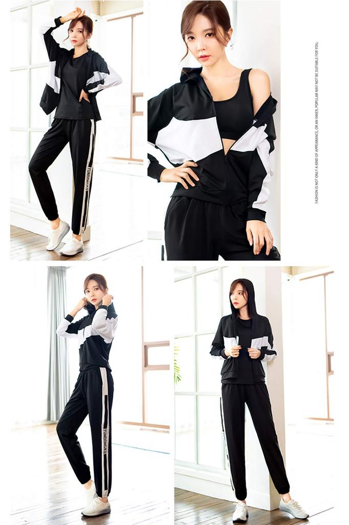 Shuanau Yoga and Sportswear Padded Top and Bottoms for Training and Perfect for and Winter Women's 4-Piece Set, Stretchy, Moisture-Wicking,