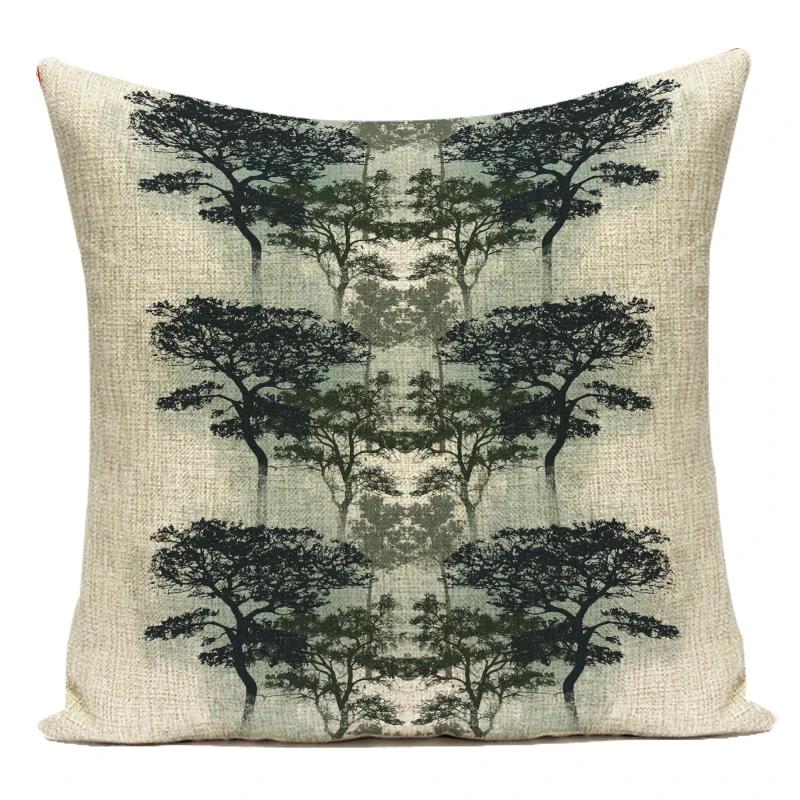 Decorative Throw Pillows Case Elephant Trees Animals Polyester Sofa Home Cushion Cover For Living Room Almofadas