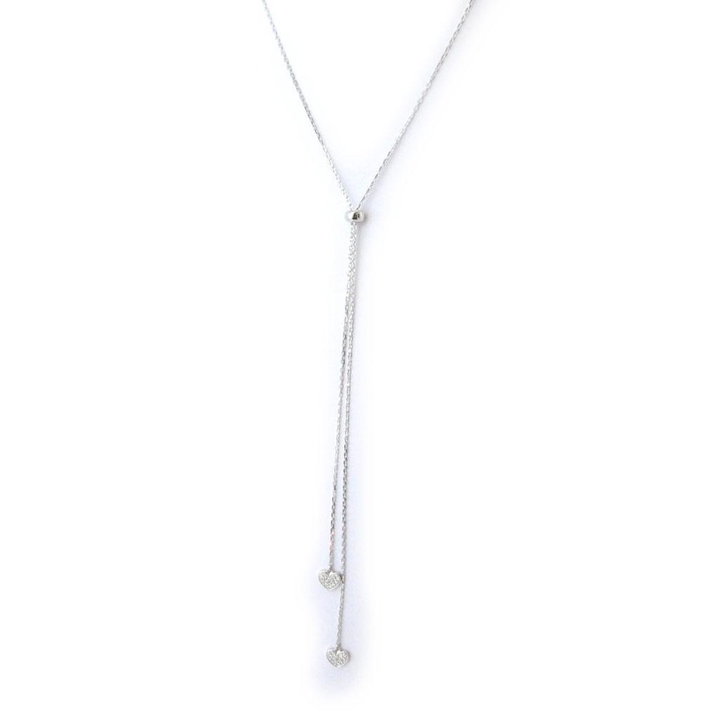 Les Trésors De Lily [N4007] - Silver Necklace 'Love' Silver White (rhodium-plated) - Hearts 8x8 Mm