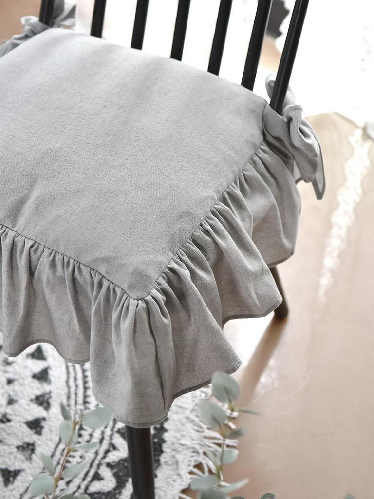 Cream Cotton Ruffles Chair Cushion Cover Flouncing Dinning Chair Pat Decor Customizable Princess Frill Cotton Home Decoration