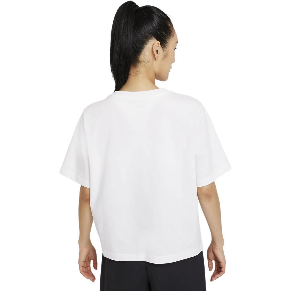Nike Sportswear Essential Boxy Logo Crew Neck Casual T-Shirt Women Tops White DD1238-100