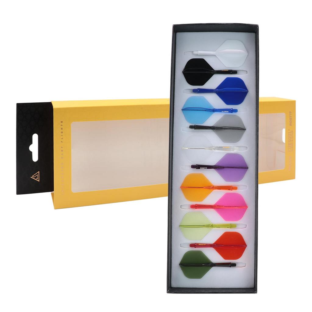 CUESOUL ROST 77 Transparent Set of Small One-Piece Flights, Standard, 12-Color Mix, 12, (CS-77-12XB-S)