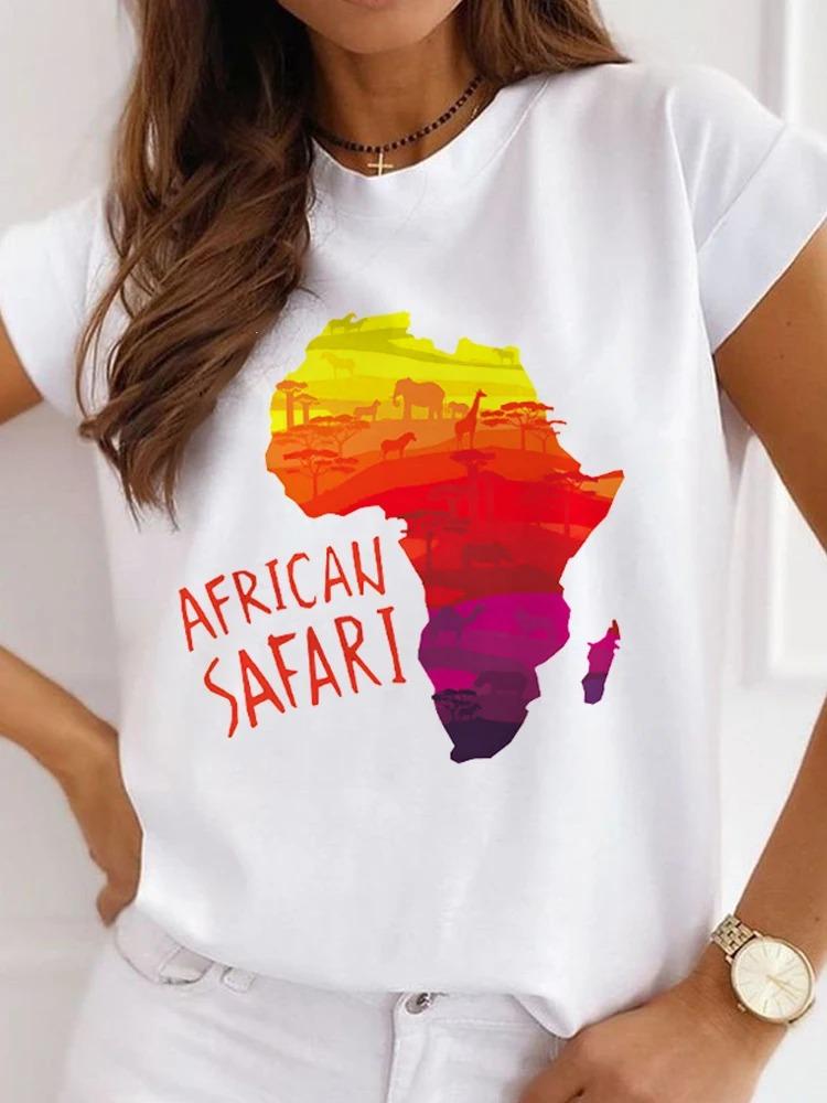 New African Funny Streetwear Fashion Girls TShirts Harajuku White Clothing Short Sleeve Summer Tees Casual FeUnisex ONeck Tops