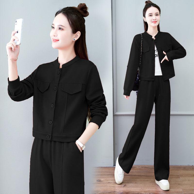 Women's European Style Two-Piece Set: High-End Jacket & Wide-Leg Pants for Spring, Autumn, Winter 2026