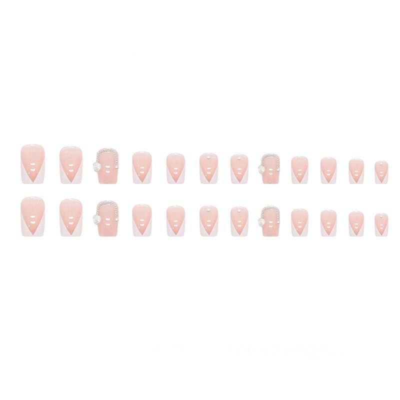 Pure Desire Pink Wear Nail Three-Dimensional Camellia Pearl Chain Girl Next Door Manicure Finished Nail Nails