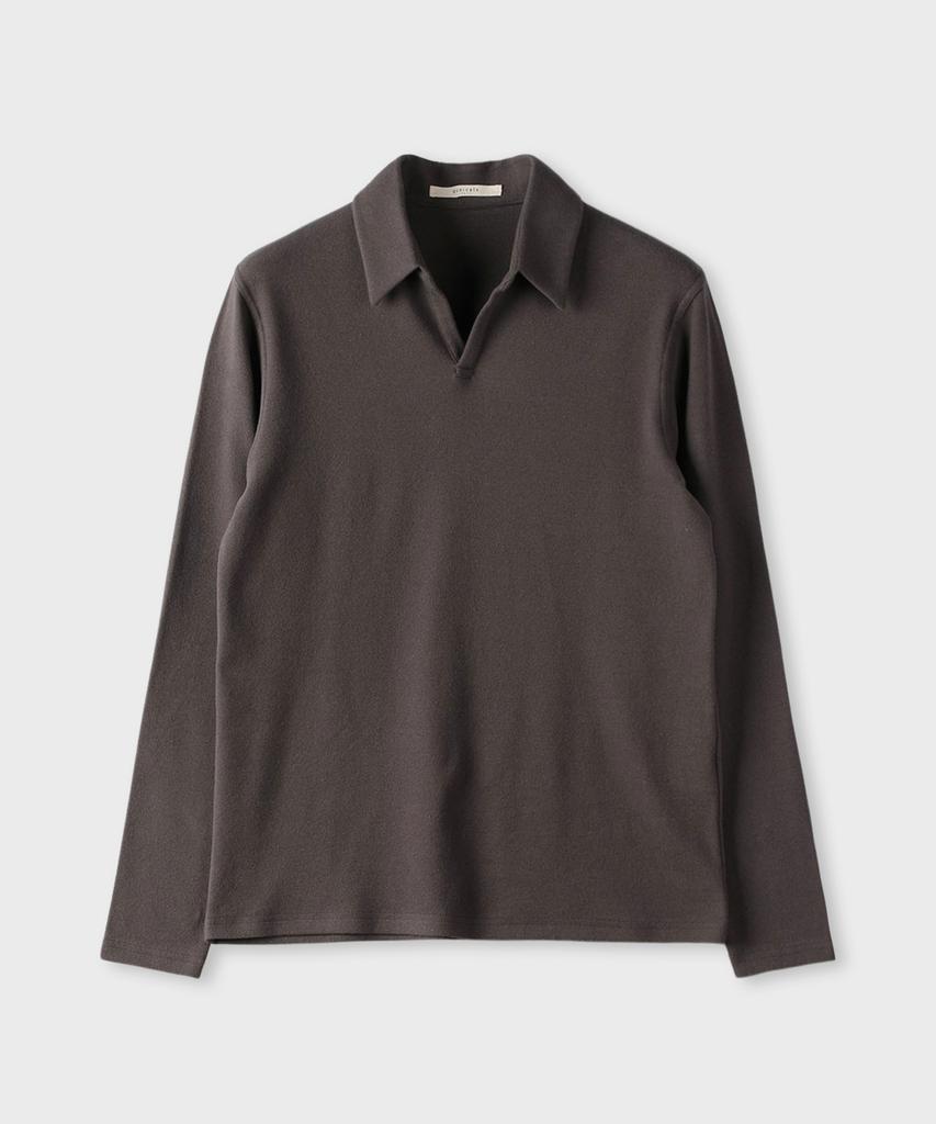 PANICALE Charcoal Open Collar Long Sleeve Polo