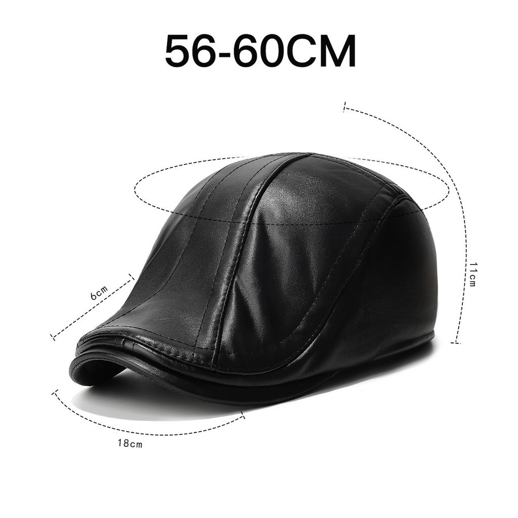 Winter Middle-Aged and Elderly PU Forward Cap Outdoor Velvet Warm Ear Protection Cap Old Head Cap