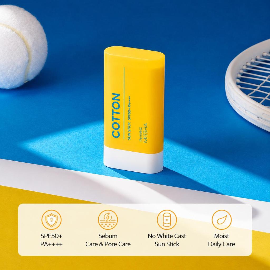 MISSHA All Around Safe Block Cotton Sun Stick SPF50+ PA++++ 17g (Waterproof) (3 Options)