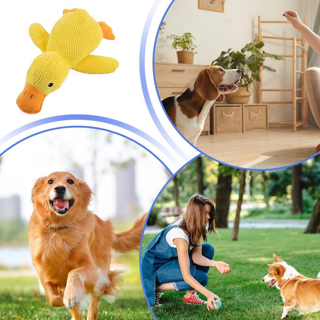 Pet Plush Toy Dog Calming Duck Companion Sleeping Duck Toys Chew Toy Durable Squeaky for Puppy Pet Teeth Cleaning Chew Pet Toy