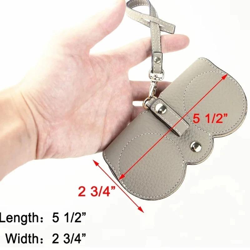 Litchi Embossed Glasses Cover Cute Hanging PU Leather Sunglasses Reading Glasses Storage Bag Portable Travel Eyewear Holder