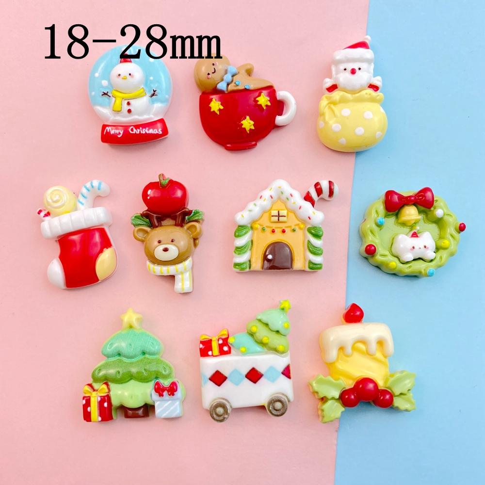 10 Stück Neu Mini Niedlich Cartoon Weihnachten Haus Kinder Spaß Tiere Serie Flache Rückseite Harz Cabochons DIY Schmuck Basteln Dekoration
