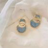 New Geometric Circular Blue Enamel Glaze Earrings Pendants For Women Fashion Luxury Elegant Drop Earrings Jewelry Gifts