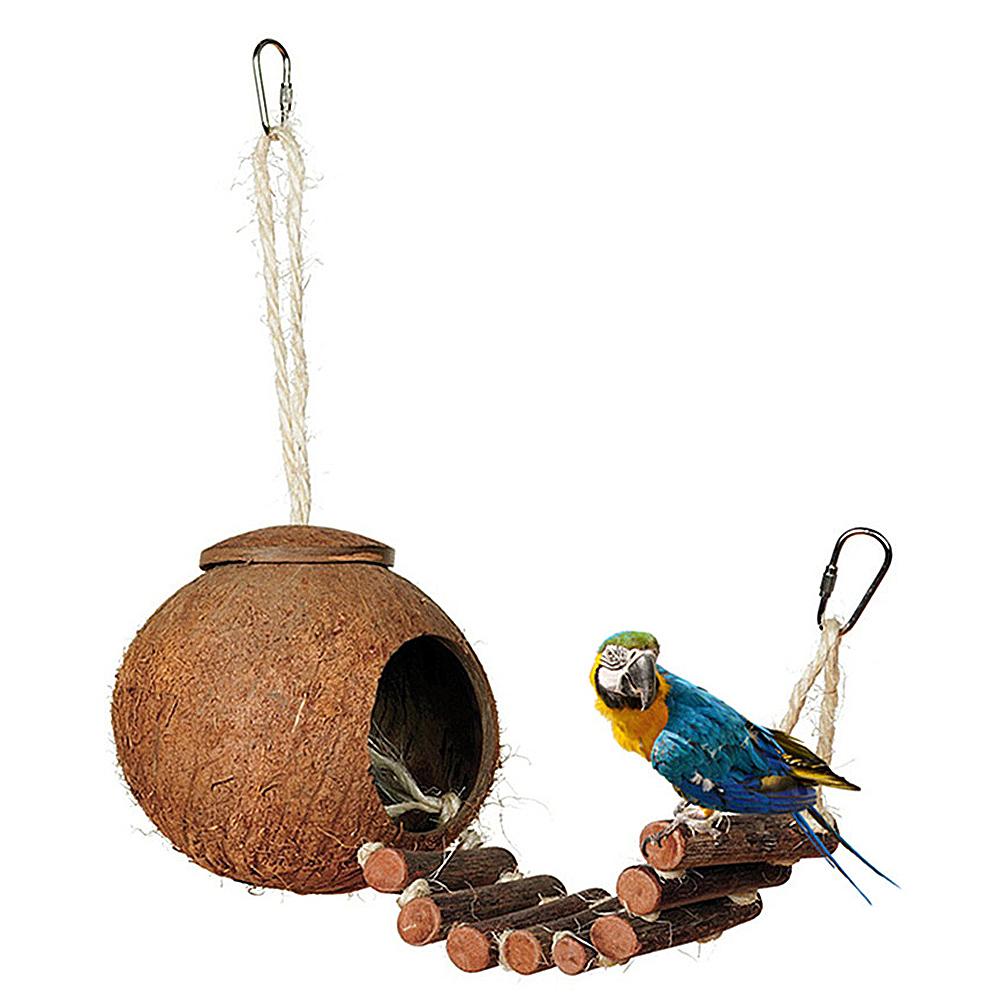 Bird S Nest Hamster Breeding Nest Climbing Ladder Natural Coconut Hideaway Toy House