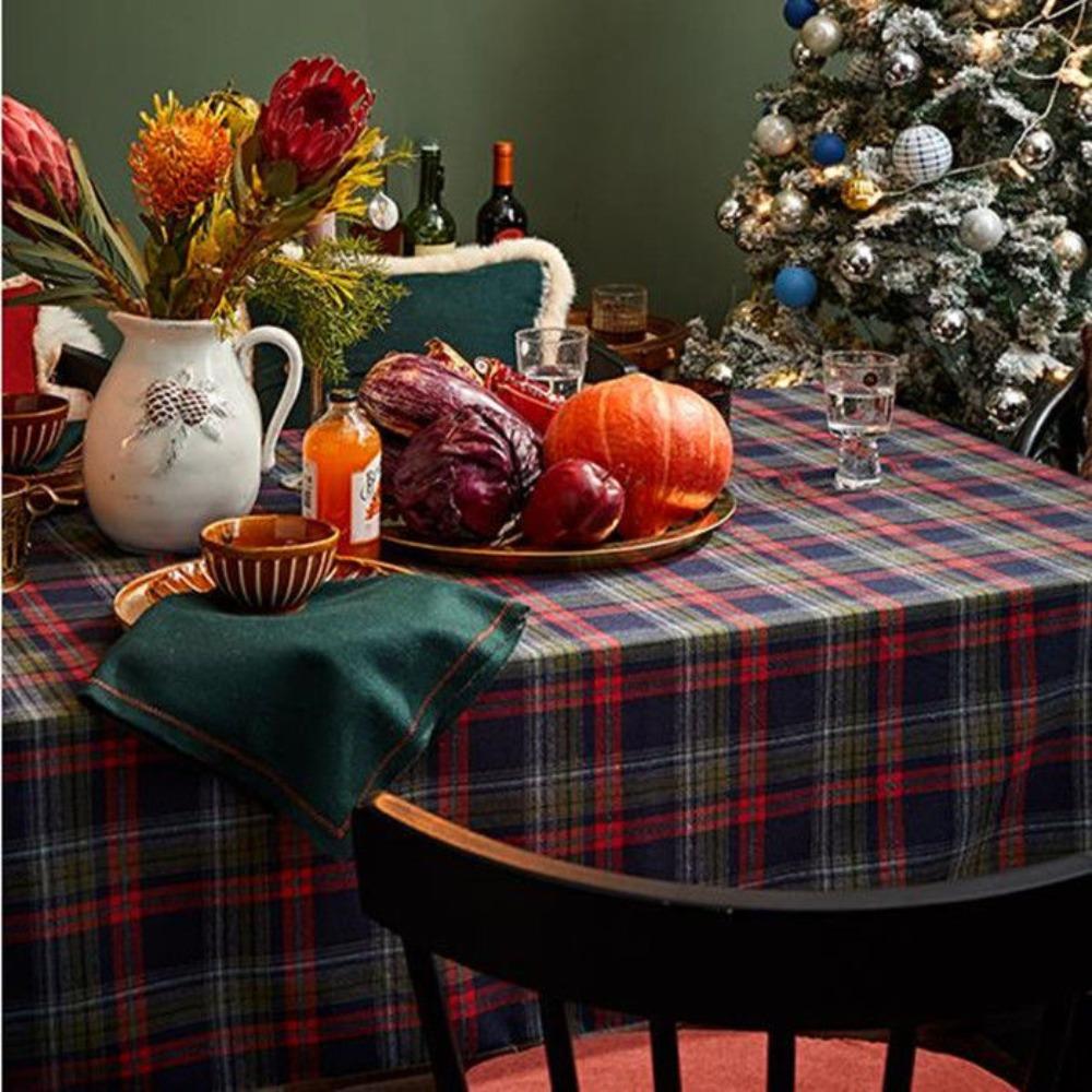 Christmas Tablecloth Nordic Style Red Green Checkered Dining Coffee Nightstand Picnic Cloth