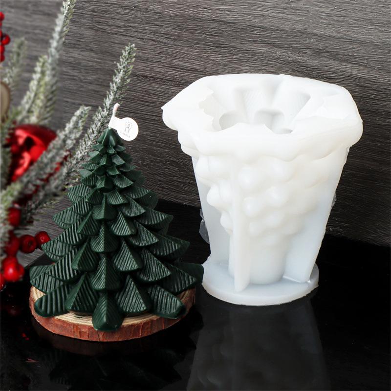 Christmas Tree Pine Aromatherapy Candle Gypsum Mold Christmas Series Candles Silicone Mold Table Decoration Silicone Mould