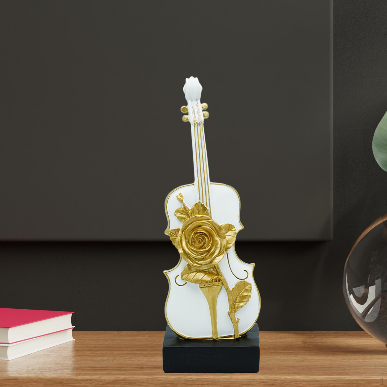 

Статуя скрипки, украшение для стола, украшение, абстрактное искусство, фигурка для кафе, фестиваля, книжный шкаф White with Rose