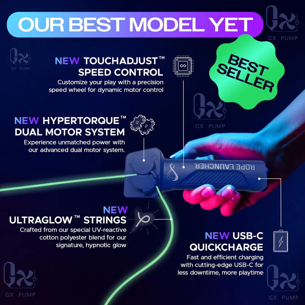 String Rope Launcher Fidget Toy Loop Rope Glow In The Dark USB Electric String Rope Launcher Handheld String Cool Toy Gift