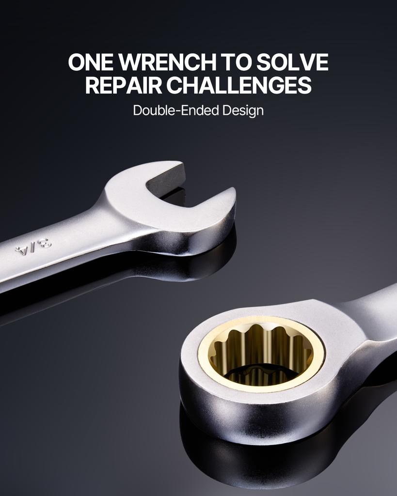 SucceBuy Combination Wrench Set 24/30-Piece Ratcheting Wrench Set with Organizer Rack Cr-V Steel Wrench Set SAE  Metric