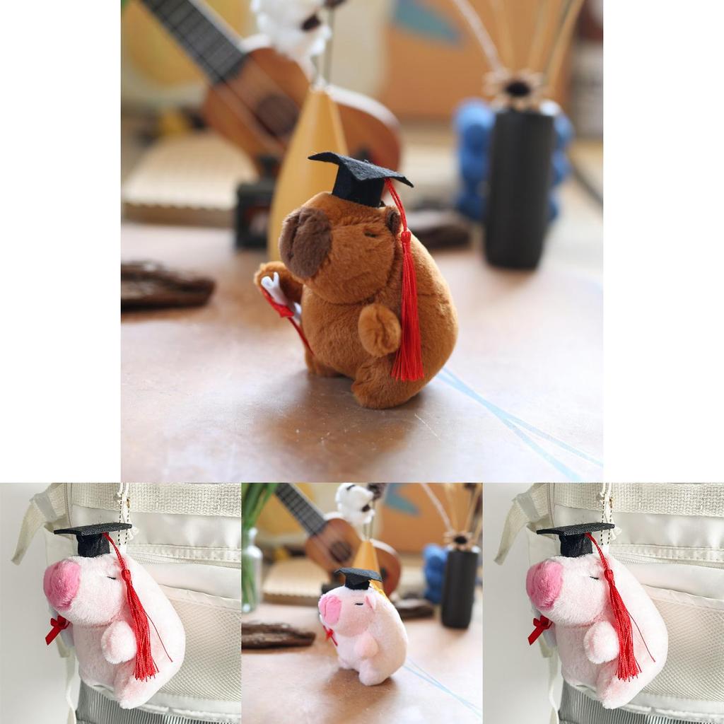 Cute Graduation Cap Capybara Stuffed Animal Bag Charm For Throwing Graduation Season