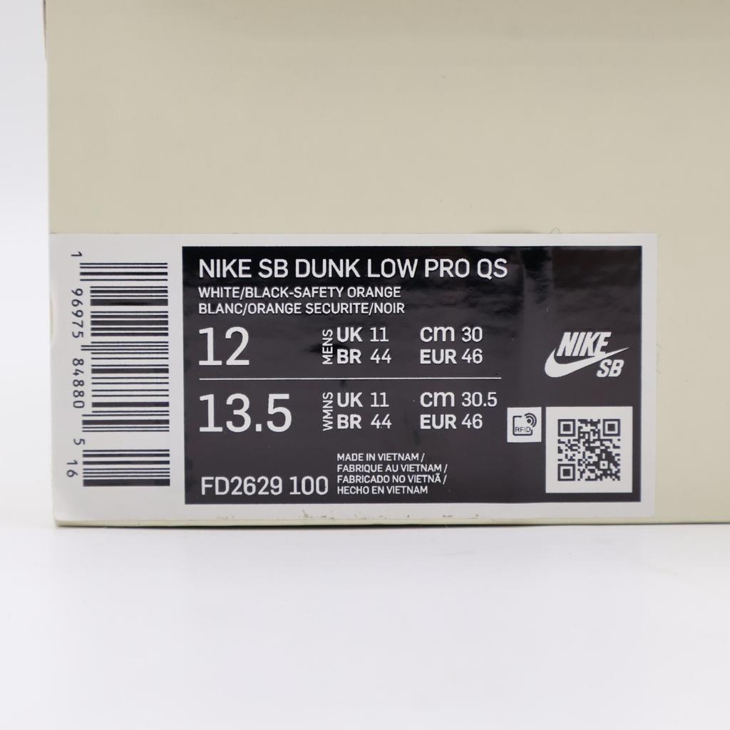 FD2629-100 TIGHTBOOTH Nike SB Dunk Low Pro QS Black White Safety Orange (Men's)