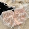 French Retro Polka Dot Lace Triangle Panties with Bowknot for Women