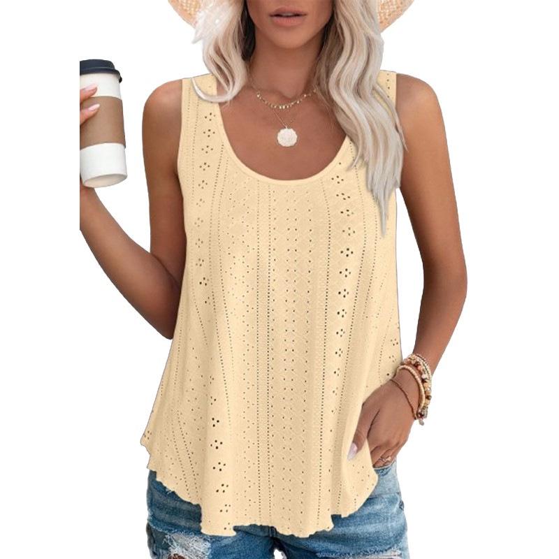 2025 Spring/Summer Loose Sleeveless Round Neck T-shirt