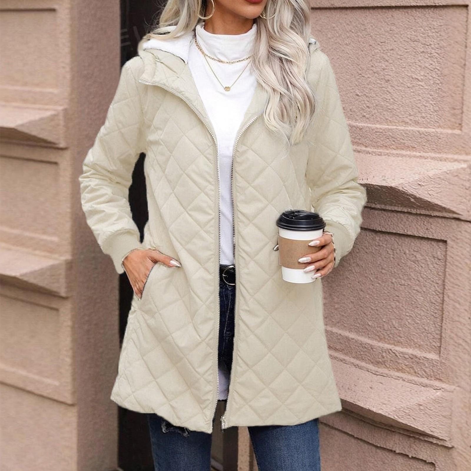 

Женские пальто с капюшоном, уличный ветрозащитный плащ с капюшоном, однотонная тренчкот-куртка XL бежевый