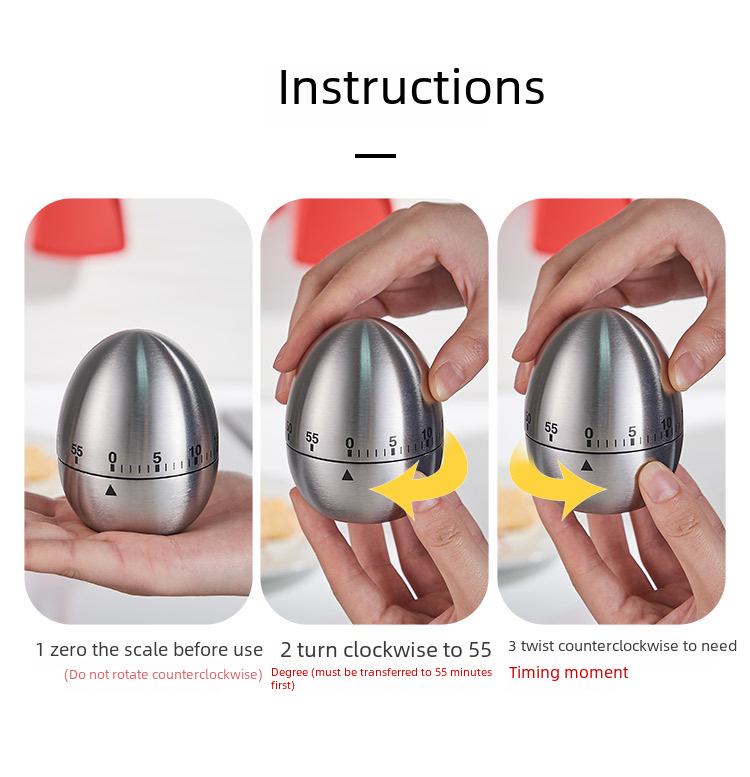Egg-Shaped Kitchen Timer, 60-Minute Mechanical Timer for Cooking, Baking, and Study Sessions