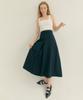 THEFRHT Cotton Pleated A-Line Long Skirt Black