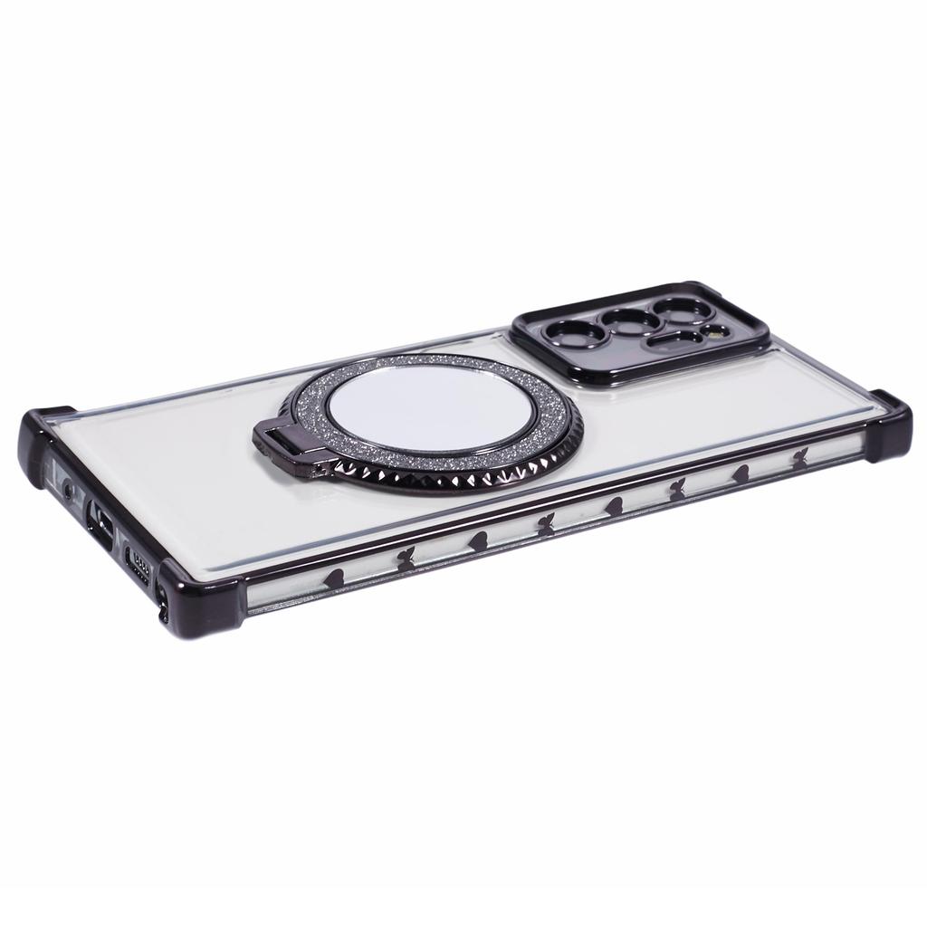 For Samsung Galaxy Note20 Ultra/Note20 Ultra 5G Case Electroplating TPU Cover with Kickstand Mirror