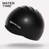 WATERTIME Silicone Swimming Cap, Waterproof, Enlarged, Ear Protection, Black