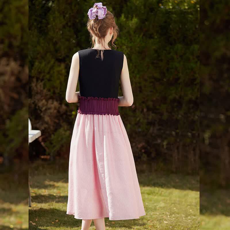 Bailuyu Elegant Color Block Sleeveless Maxi Dress